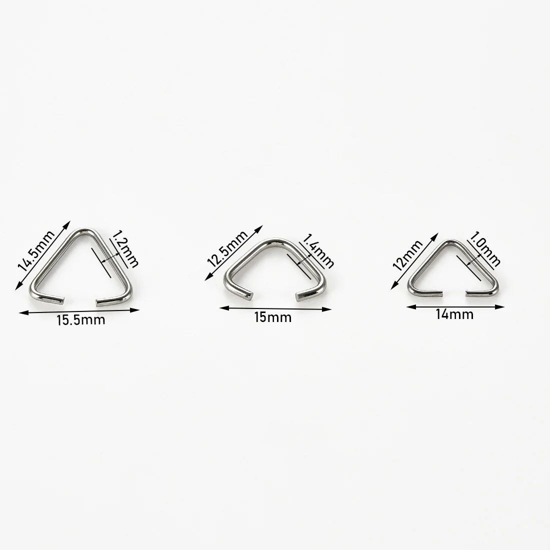 20/50Pcs Stainless Steel Triangle Open Jump Rings 3 Sizes Pinch Clip Bail Pendant Hang Drops Jewelry Findings DIY Craft Supplies