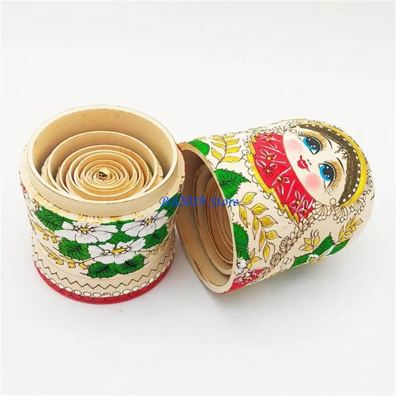 Q0KB 인터랙티브 아트 스태킹 장난감 러시아 중첩 인형 아트 가족 결합 어린이 성장을위한 10 층 나무