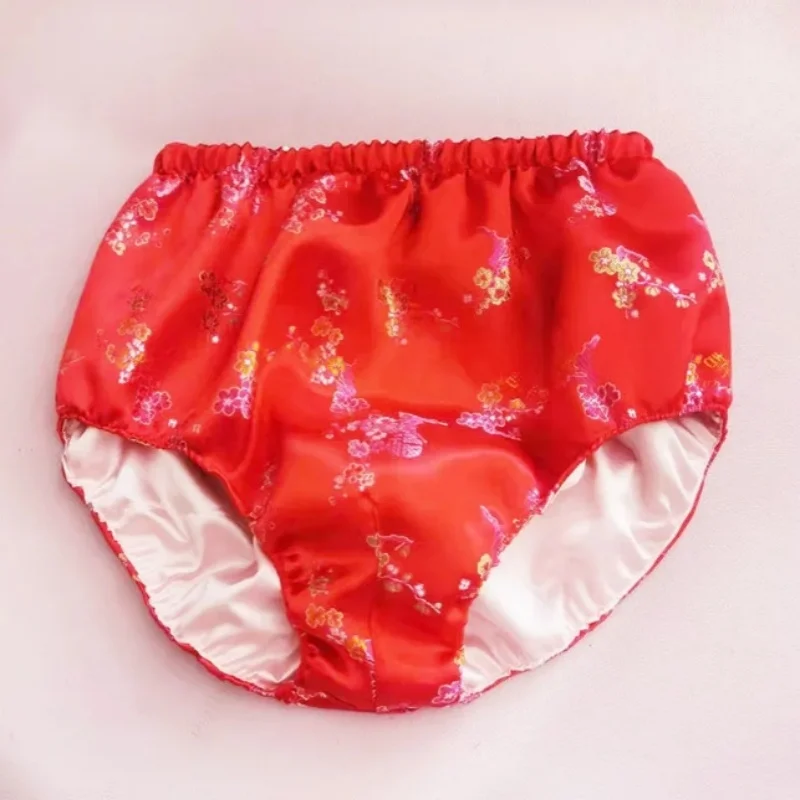 M-4XL Uomo fatto a mano in raso lucido floreale tocco setoso Mutandine Slip lisci Club FKK Private Party BF Spettacolo dal vivo Danza Costumi sexy