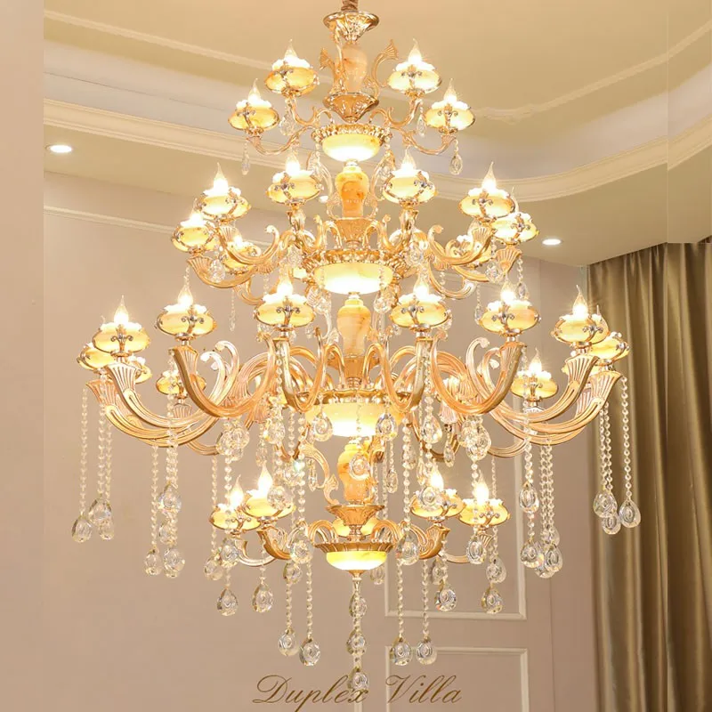 

Living Room Large Chandeliers Building Villa Duplex Hotel Lobby Staircase Luxurious Atmosphere European Crystal Long Chandelier