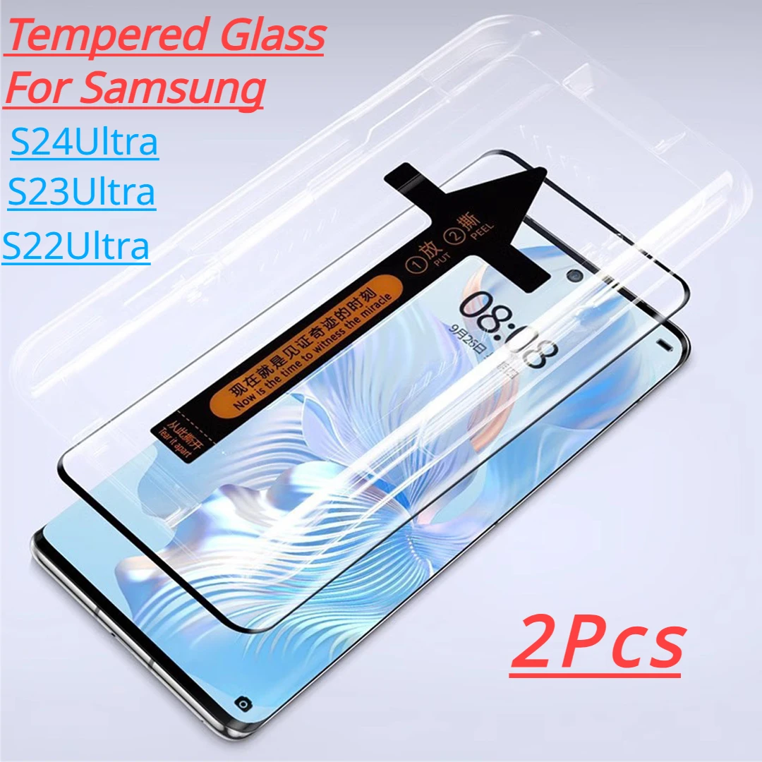 2 Stück für Samsung Galaxy S24 Ultra gehärtetes Glas Automatische Installation Glas folie für Samsung S22 S23 Ultra Displays chutz folie