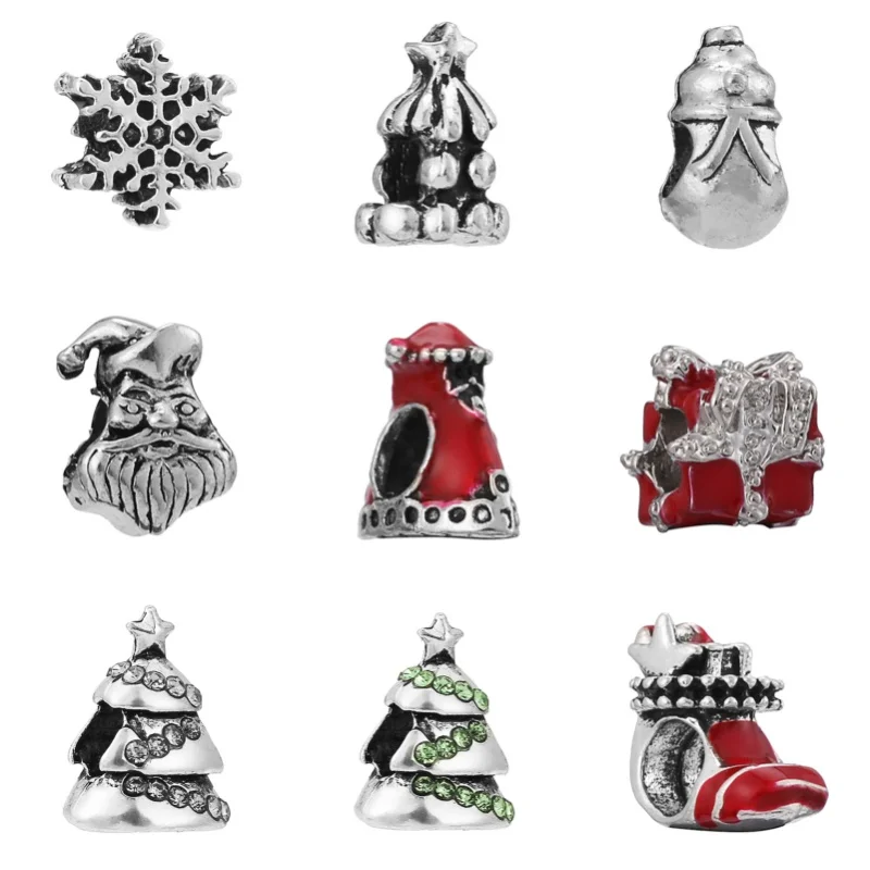 2024 New Silver Plated Christmas Series Beaded Pendant Charm Beads For Pandora DIY Bracelet Necklace Jewelry Accessories Gifts ﻿