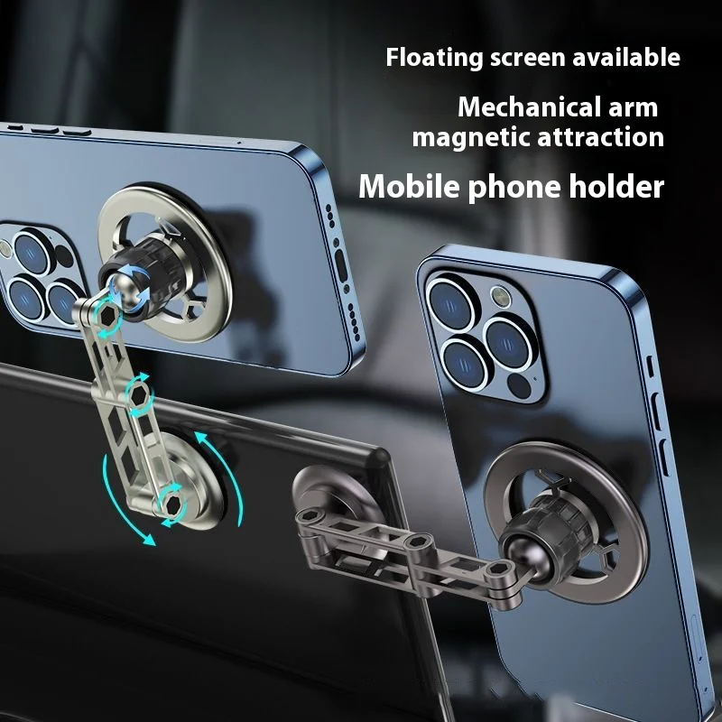 Round Folding Magnetic Car Holder Alloy Navigation Anti Shake Frame 360 Degree Rotatable Support For Iphone Samsung Stand