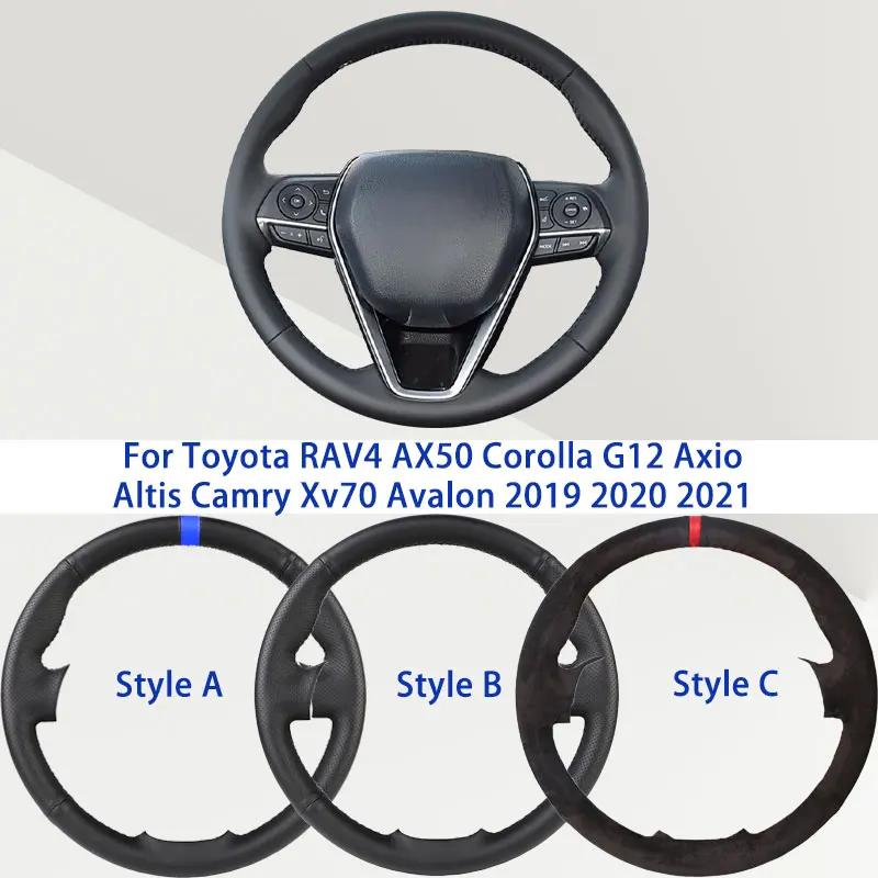 

OEM Black Microfiber Synthetic Leather Car Steering Wheel Cover For Toyota RAV4 AX50 Corolla G12 Axio Altis Camry Xv70 Avalon