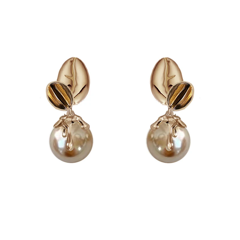 MASW Original Design Vintage Temperament Brown Stone Simulated Pearl Drop Earrings For Women Female Gift Trendy Jewelry Hot Sale