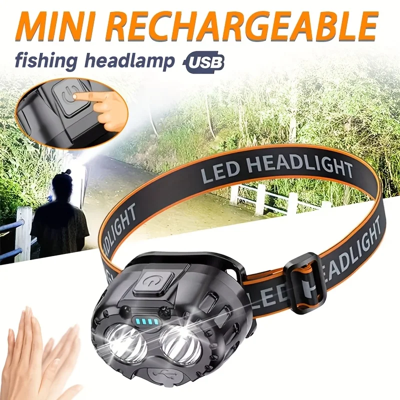 Motion Sensor Rechargeable Headlight Flashlight LED Ultra Bright Headlights Fishing Headlamp Led Forehead Head Lamp Flashlighs