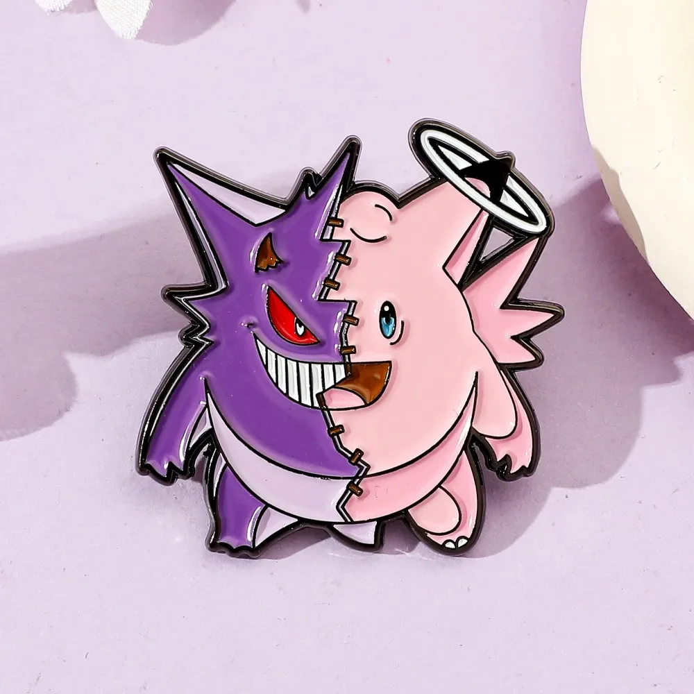 1 Pc Cartoon Jigglypuff Brooch Handsome Gengar Enamel Pin Metal Badge Jewelry Backpack Clothing Accessories Festive Gift view 3