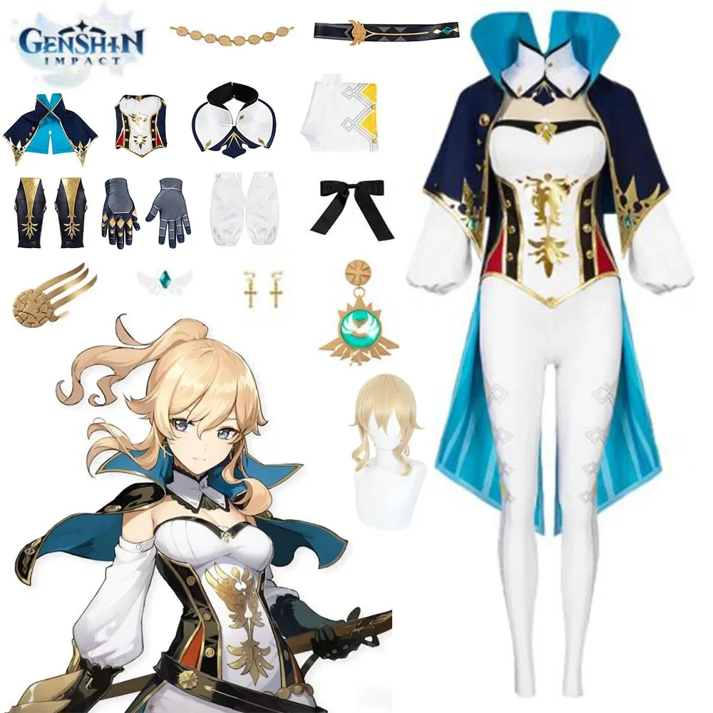 Anime Game Genshin Impact Jean Cosplay Costume Carnival Halloween For Women Girl Kids Game Costumes Performance Outfit