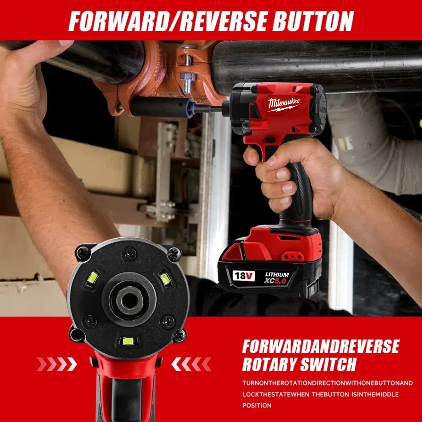 Milwaukee Akku-Schlagschrauber, kompakter elektrischer Treiber, 18 V Lithium-Akku, bürstenloser Schraubendreher, Schlagbohrmaschine, Werkzeug mit hohem Drehmoment