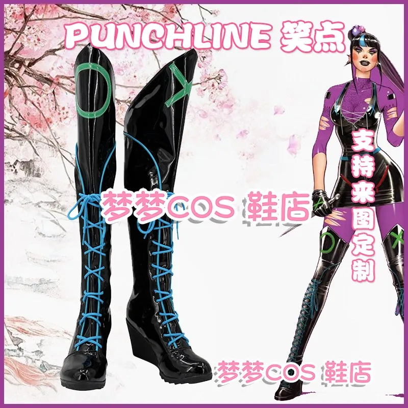 

Punchline Alexis Kaye Cosplay Costume Shoes Handmade Faux Leather Boots For Christmas Halloween Party