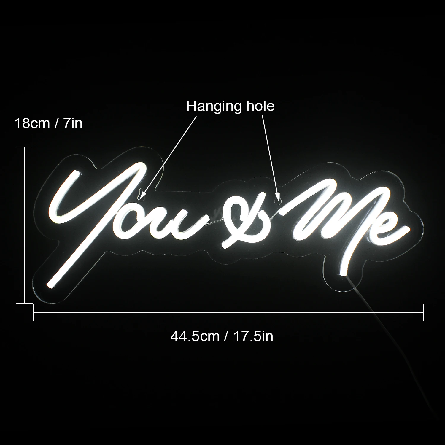 Enseigne au néon LED You and Me, décoration murale de chambre, USB 62, acrylique pour chambre d'enfant, dimensions de chambre, fournitures de fête de mariage