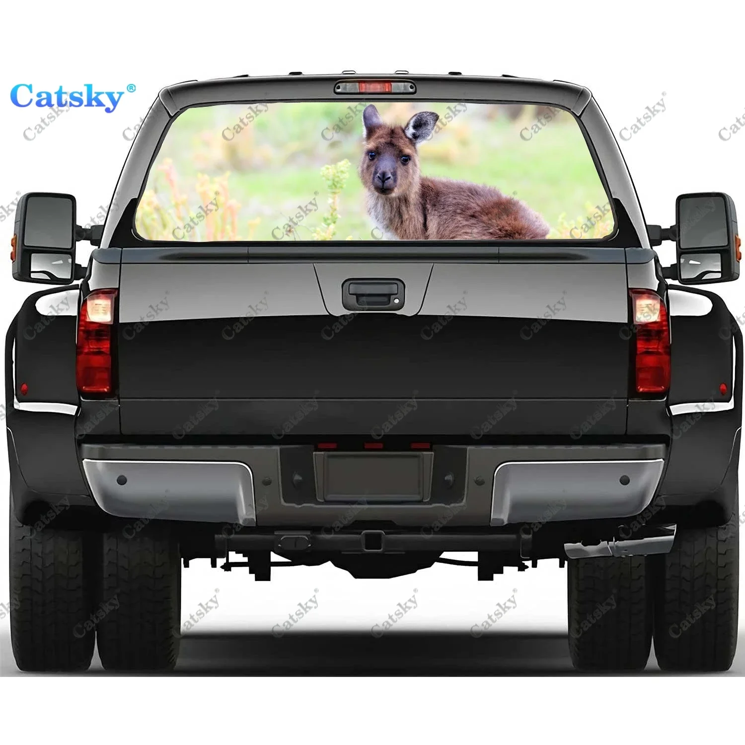 Kangaroo Animal Rear Window Decals for Truck,Pickup Window Decal,Rear Window Tint Graphic Perforated Vinyl Truck Stickers