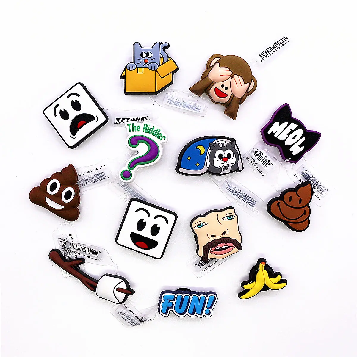 1 Pcs Original The Riddler PVC Shoe Charms Decorations Upper Accessories Fun Cat Shit Monkey Banana Peel Shapes Clogs Clip Pins