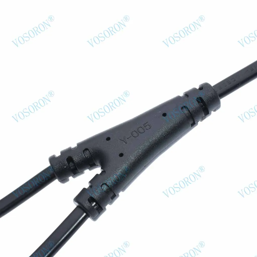 IEC 320 C8 to Dual C7 Y Splitter Power Cable Figure 8 Male to Double Right Angle Female Adapter 1 in 2 Out AC Power Cord
