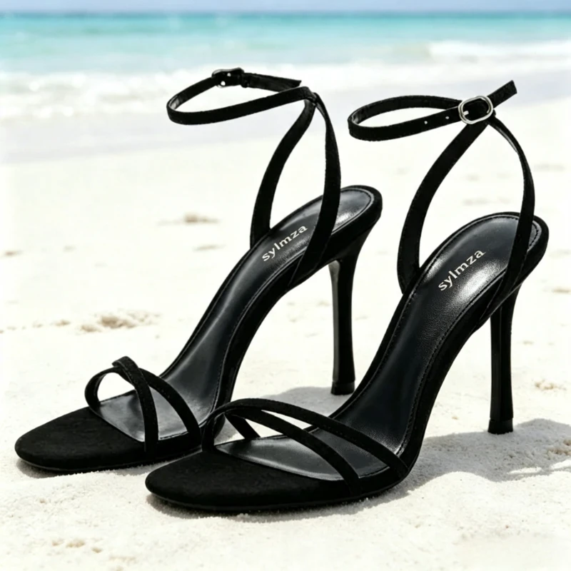 Fashion Cross-tied High-Heel Sandal Women Elegant Ankle-Strap Buckle Designer Shoe Sexy Open-Toe Stiletto Heels Zapatos De Mujer