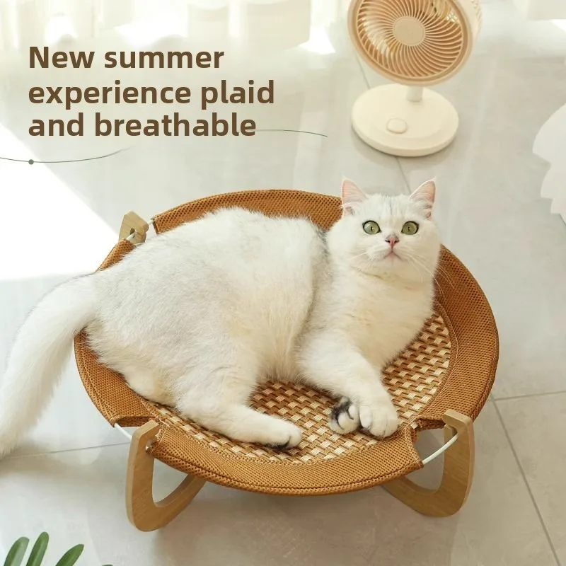 

Cama Para Gatos Cat Rattan Mat Nest Nest All Seasons Cat Bed Removable and Washable Summer Hammock Summer Sleeping Pet Supplies
