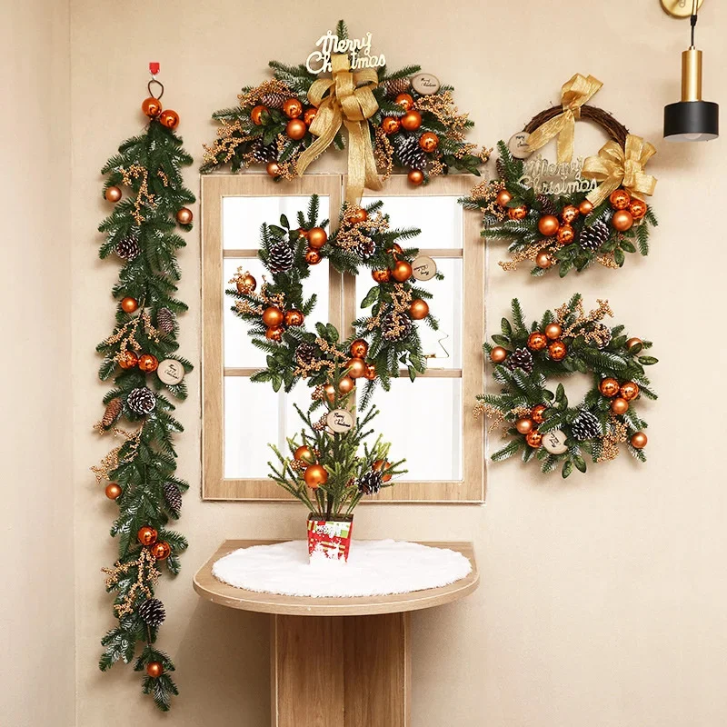 Christmas Decoration Christmas Tree Wreath Rattan Horn Door Wall Hanging Hotel Shopping Mall Scene Arrangement Pendant