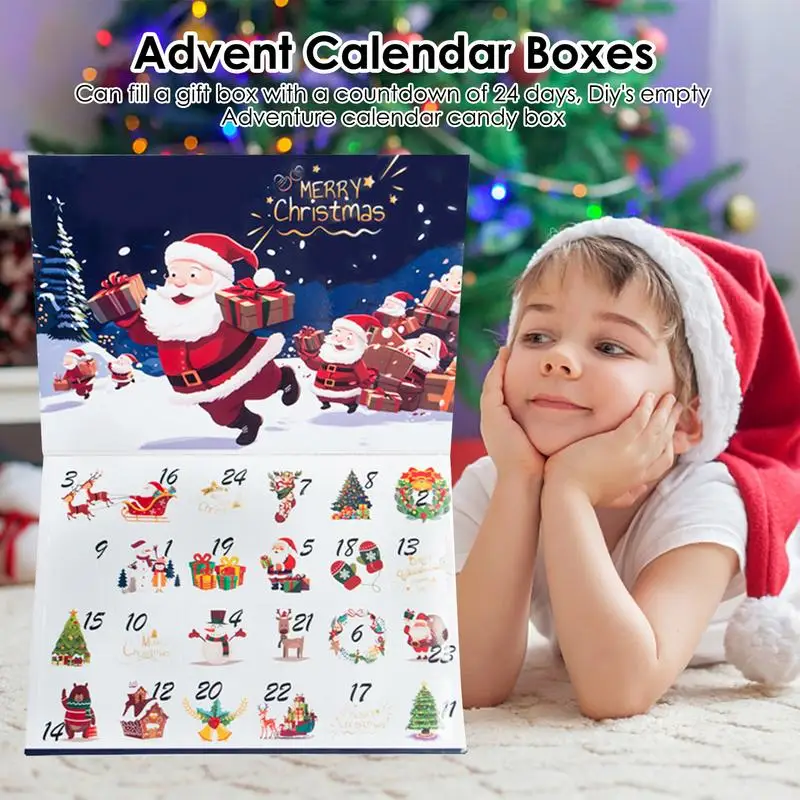 Fillable Christmas Advent Calendar Boxes Creative 24days Countdown Calender Boxes Christmas Festival Calendar Party Gift Boxes