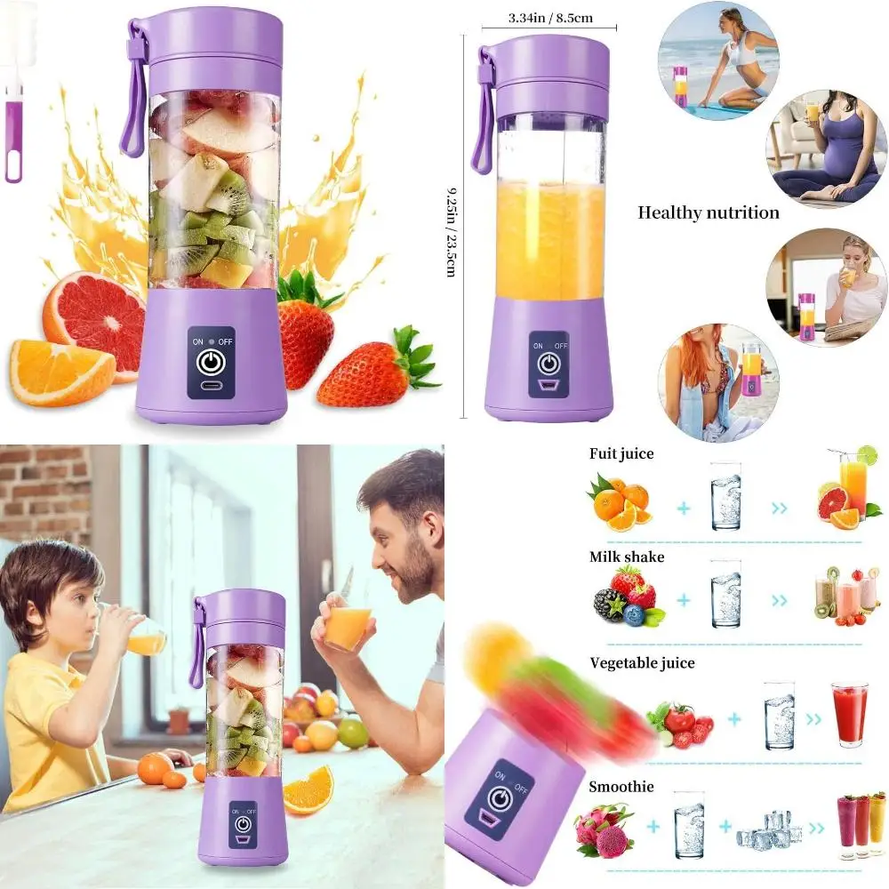 

Compact Portable Mini Juicer Cup USB Rechargeable Personal Blender for Smoothies and Shakes