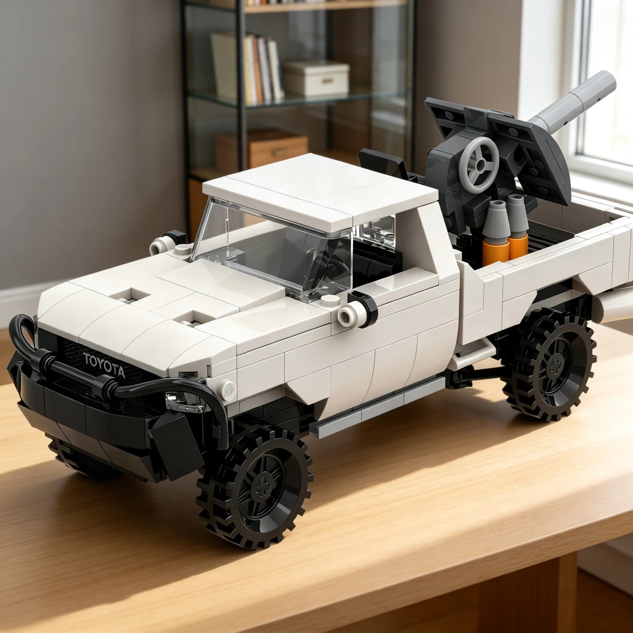 428pcs MOC city Champions Toyotaes land crusier with gun turret Model Christmas Gift Creative Assembly Home DIY