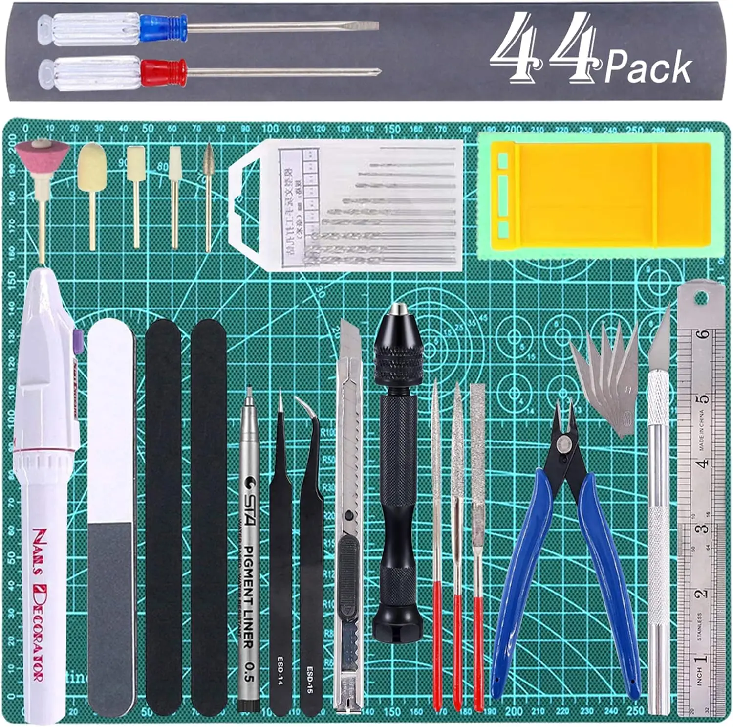 

44-Piece Model Building Tool Kit for Hobbyists - Complete Set with Drill, Pliers, and Accessories