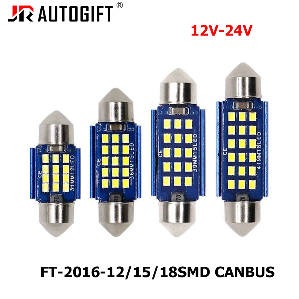 

200PCS LED Festoon Bulb C5W CANBUS 2016 12/15/18SMD 12V-24V Car Interior Replacement Dome Interior Reading License Plate Lamp