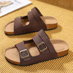 Large Men Boken Shoes and Slippers Unisex Matte Casual Leather Double Breasted Trendy Boken Sandals  Lightweight and Fashionable