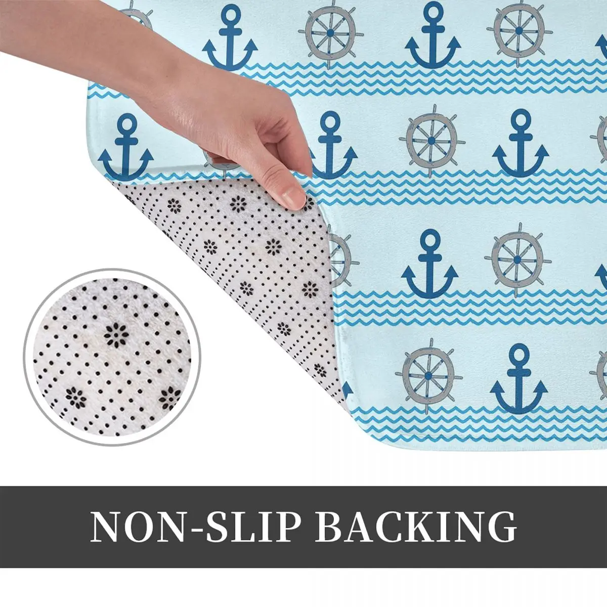 Boat Name Nautical Anchor Compass Ship Wheel Rope Anti-slip Doormat Floor Mat Carpet Rug for Kitchen Entrance Home Footpad Mats