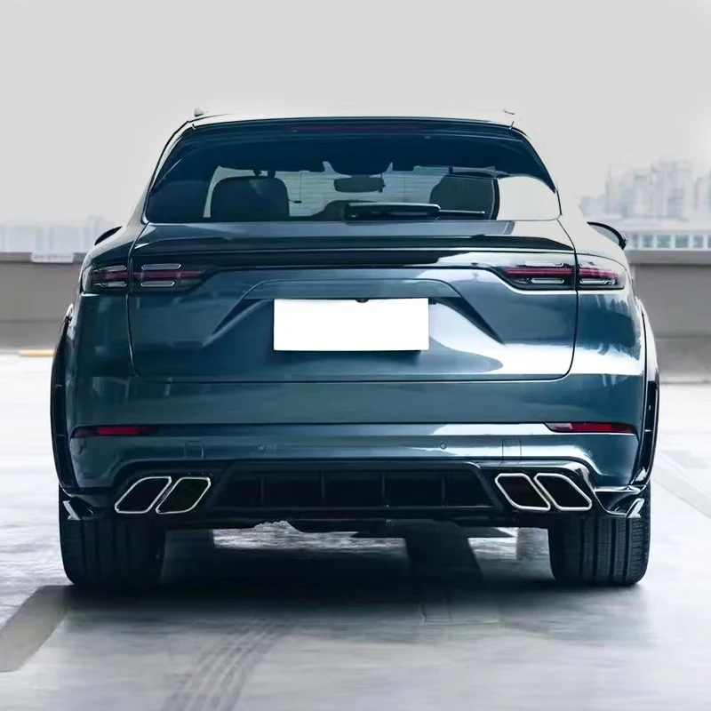 2018-2023 Carbon Fiber Rear Bumper Lip with Fog Light Cut-Outs Condition Upgrade Lower Guide Rear Lip for Cayenne 9Y0