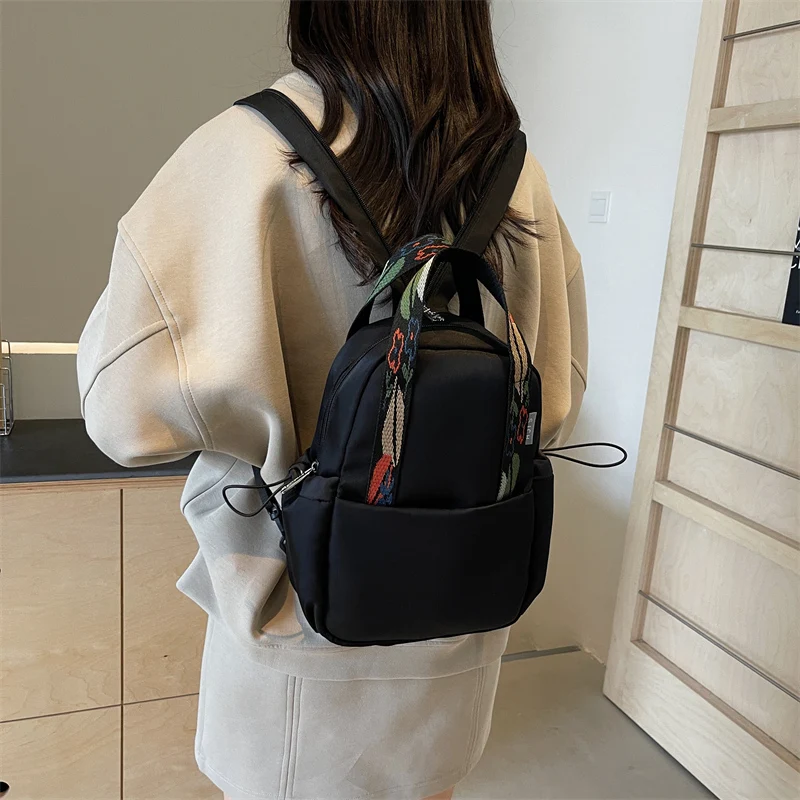 Ransel Fashion serbaguna untuk wanita tas punggung kapasitas besar tas bahu Mini kain kanvas ransel belanja bepergian 2024