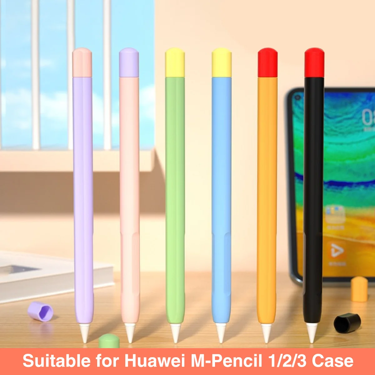 Suitable For Huawei m-pencil 2 touch pen anti drop protection case Silicone Cover Stylus Pen color blocking pen case