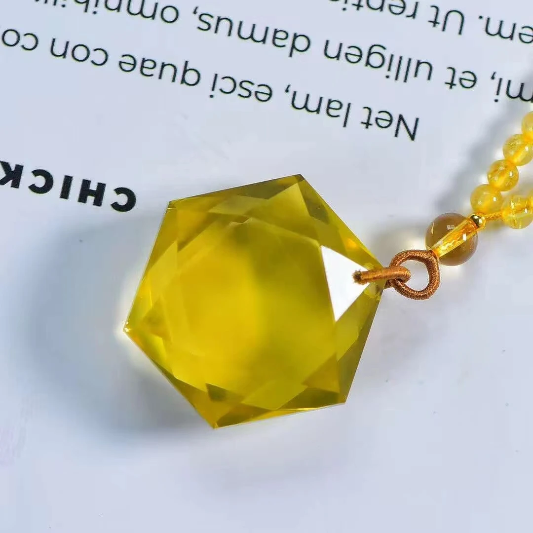 Natural Yellow Citrine Quartz  Star of David Pendant 28*11mm Women Men Jewelry Citrine Wealthy Necklace AAAAA