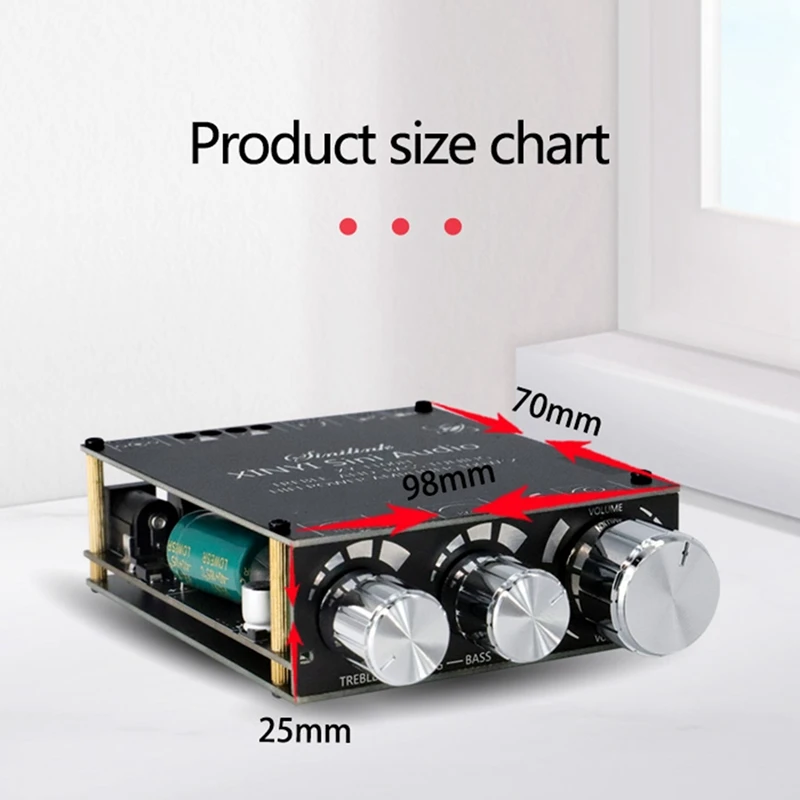 Módulo Bluetooth 5,0 TPA3116D2, ajuste de graves altos, placa amplificadora Digital estéreo, módulo amplificador 100Wx2 XY-T100H