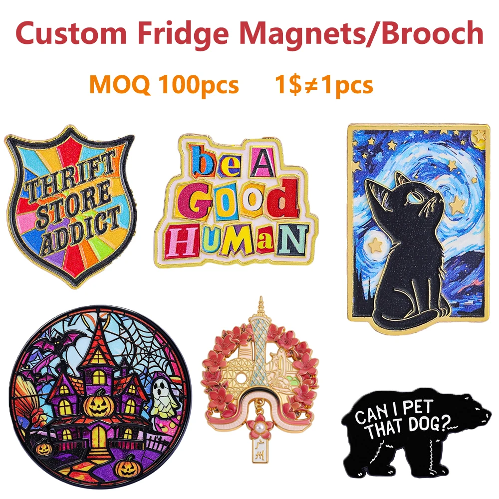 MOQ 100 Pcs DIY Personalized Fridge Magnets, Brooches, Logo Pendants and Various Decorative Shoe Charms All Customizable
