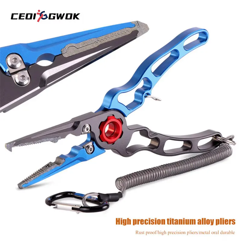 CEOI GWOK Aluminum Alloy Titanium Alloy Fishing Pliers Tungsten Carbide Braid Cutters Crimper Hook Remover Fishing Tools