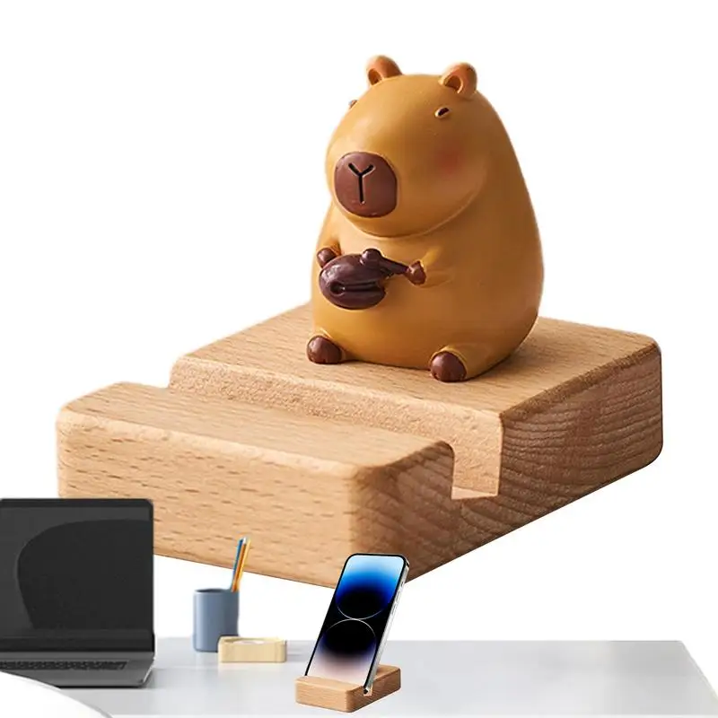 Wood Phone Stand Cute Capybara Shaped Exquisite Cell Phone Stand Airplane Phone Holder Wooden Mobile Phone Stand For Desk