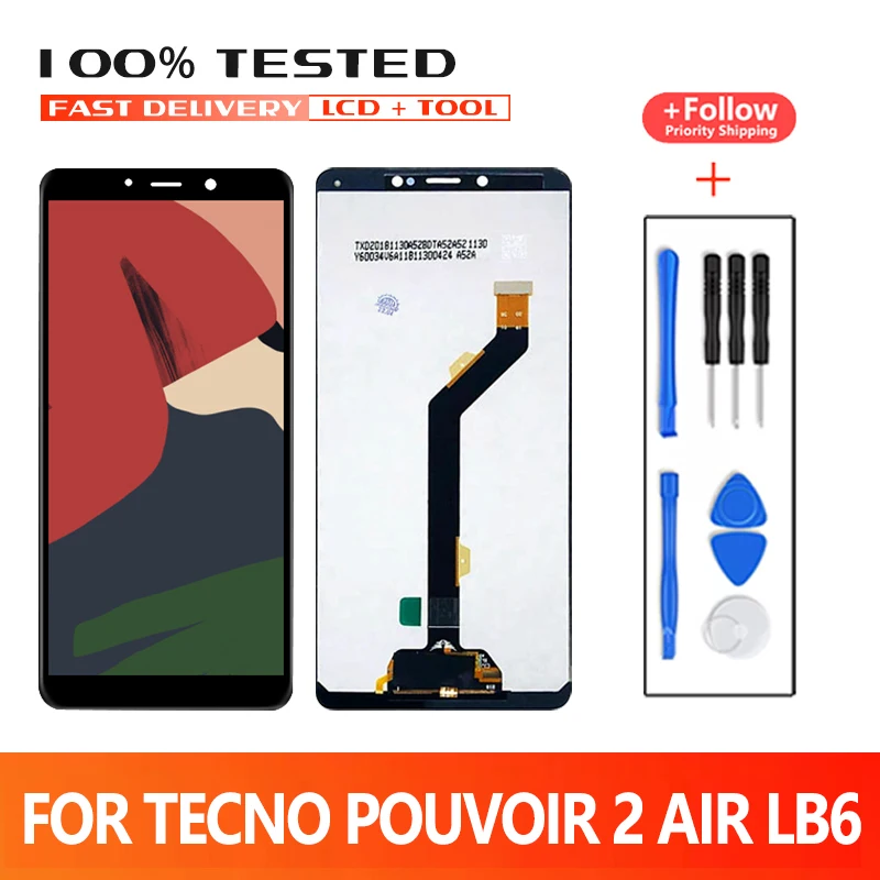 

Premium Quality LCD For Tecno Pouvoir 2 Air LB6 LCD Display Touch Screen Digitizer Complete Assembly Replacement