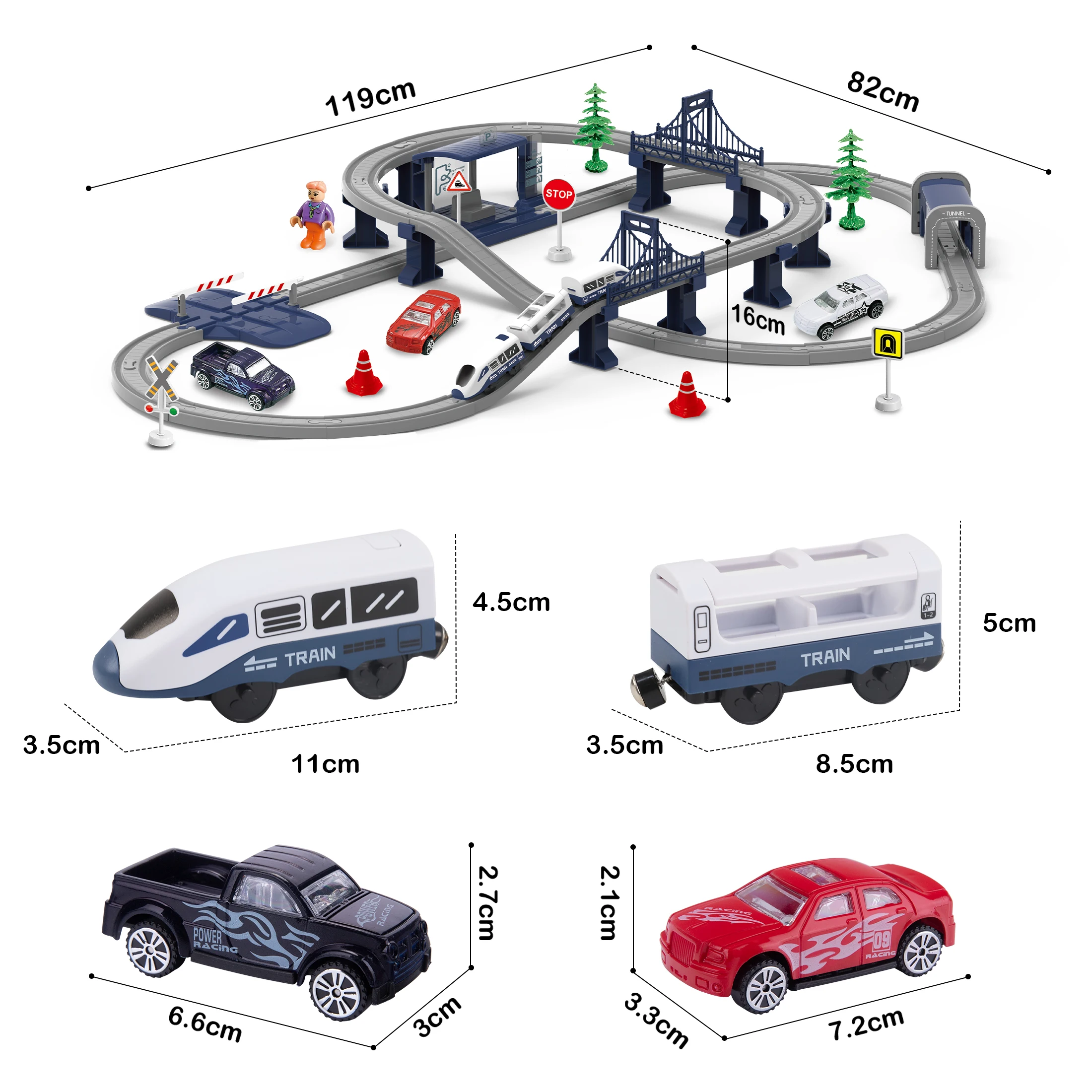 Train Set Toys, 66 Pcs Electric Train With Track And Car Toy Set For Toddlers, Birthday Gift For Age 3 4 5 6 + Kids