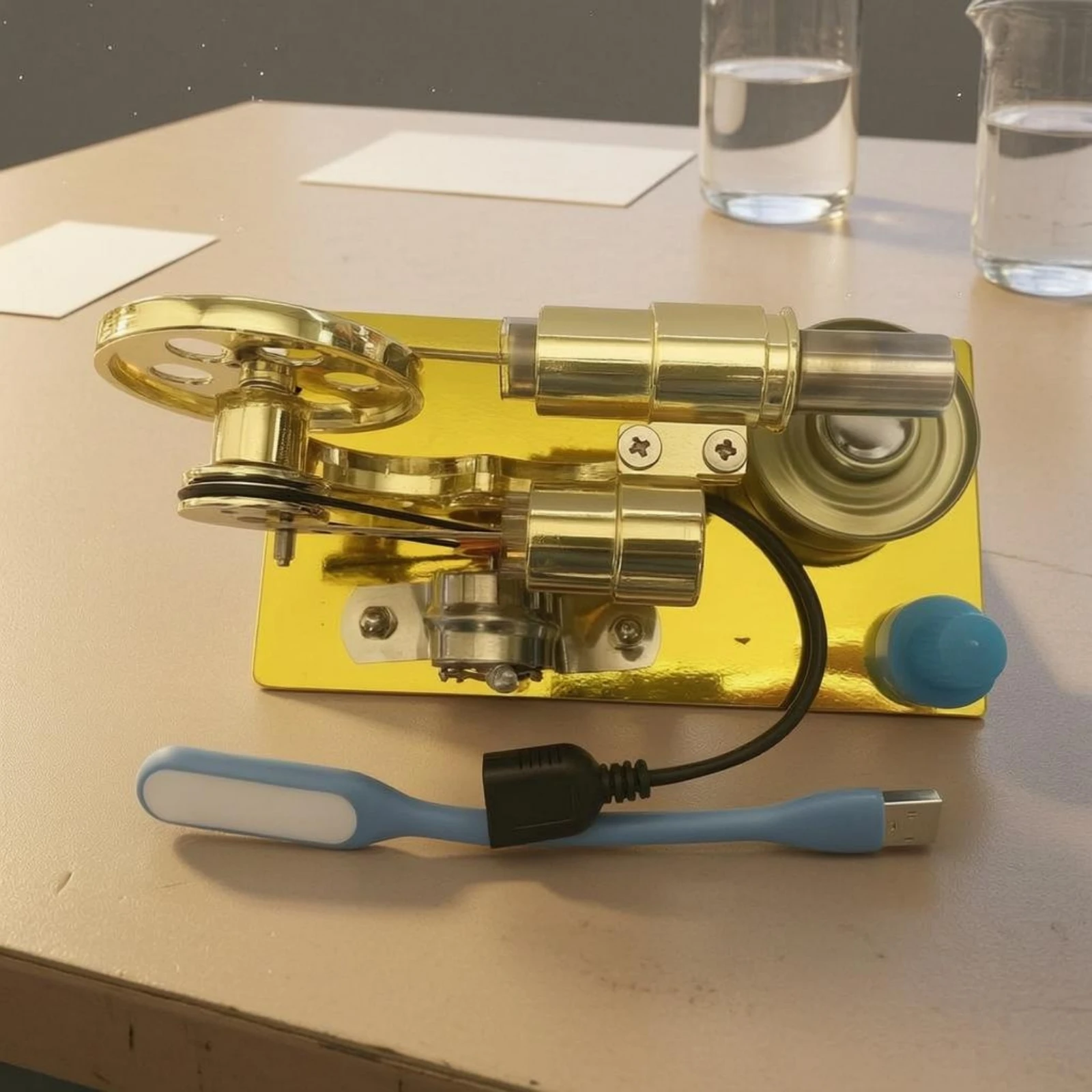 Stirling Engine Model Polished Educational Display Model Metal Engine Display Flywheel Science Toy Reflective