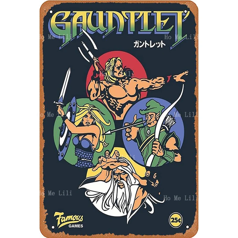 Gauntlet Retro Vintage Arcade Gaming Poster Vintage Look Metal Sign Bar Man Cave Art Decoration