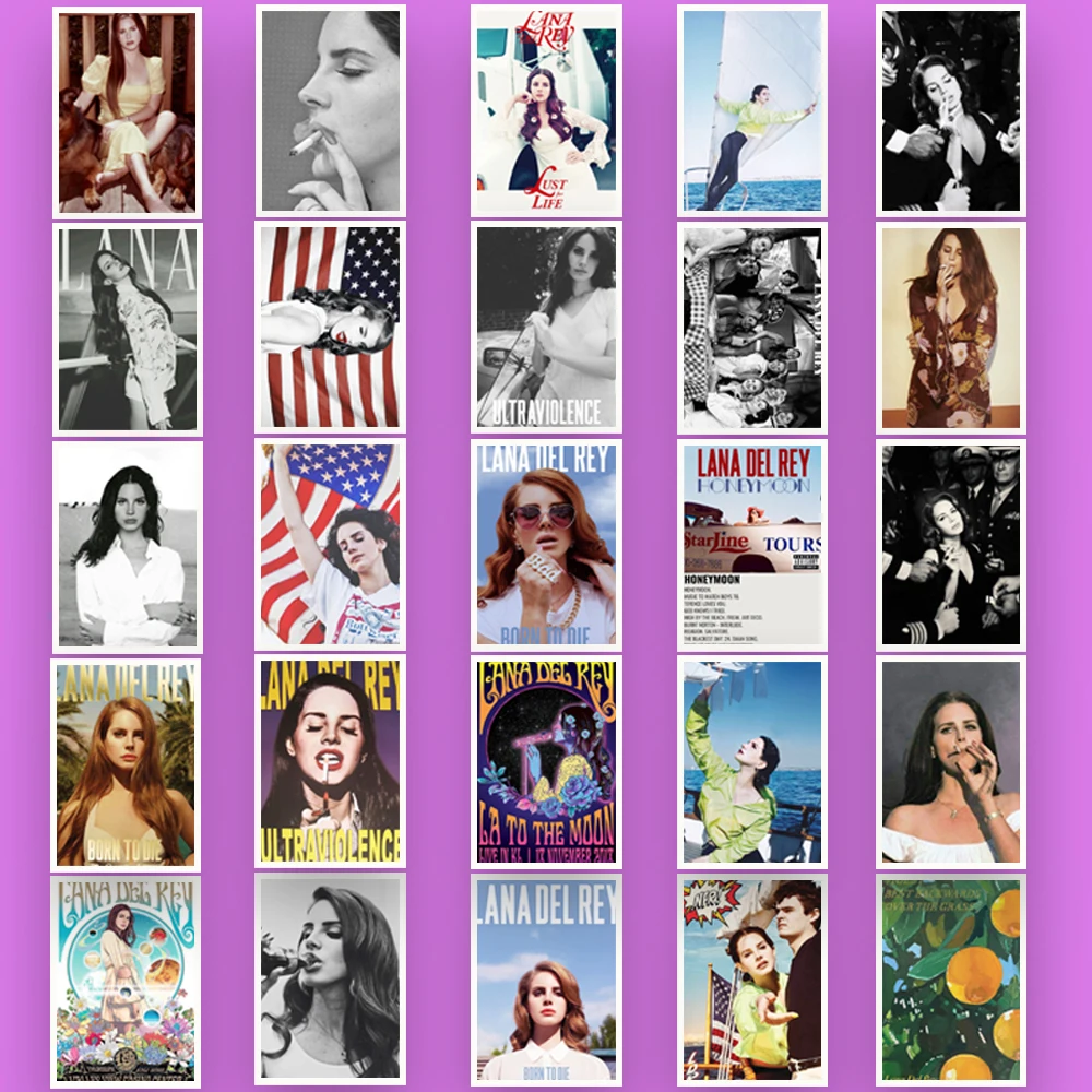 Lana del rey postersの防水ラップトップ,25個,ステッカー,スーツケース,アウトドア,冷蔵庫,おもちゃ,冷蔵庫用の防水ステッカー