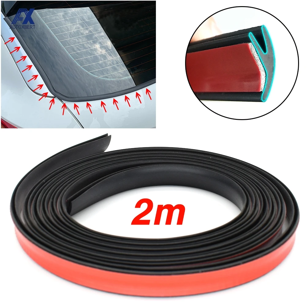 Universal Car V Shape Rubber Seal Weather Strip Windshield Hollow Glass Window Edge Moulding Trim Decorate Weatherstrip 2 Meter