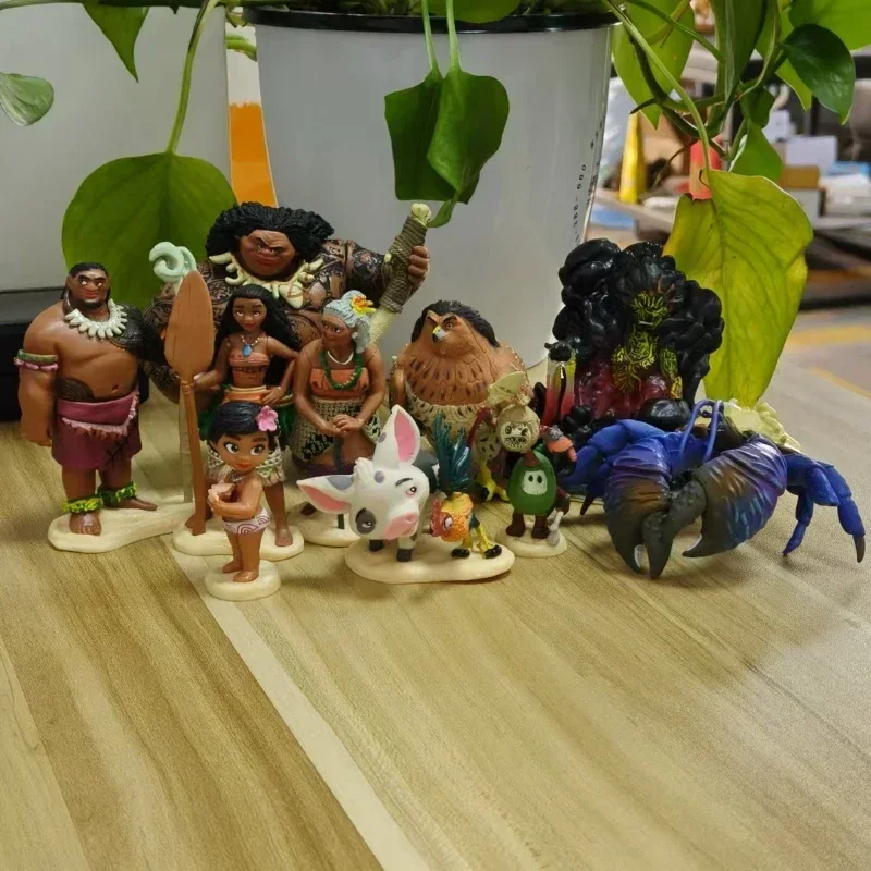 10 Pçs/set Disney Moana Figura de Ação Maui Gramma Tala Tui Tamatoa Heihei Galo Pua Pig Hawk Pvc Modelo Crianças brinquedo de presente