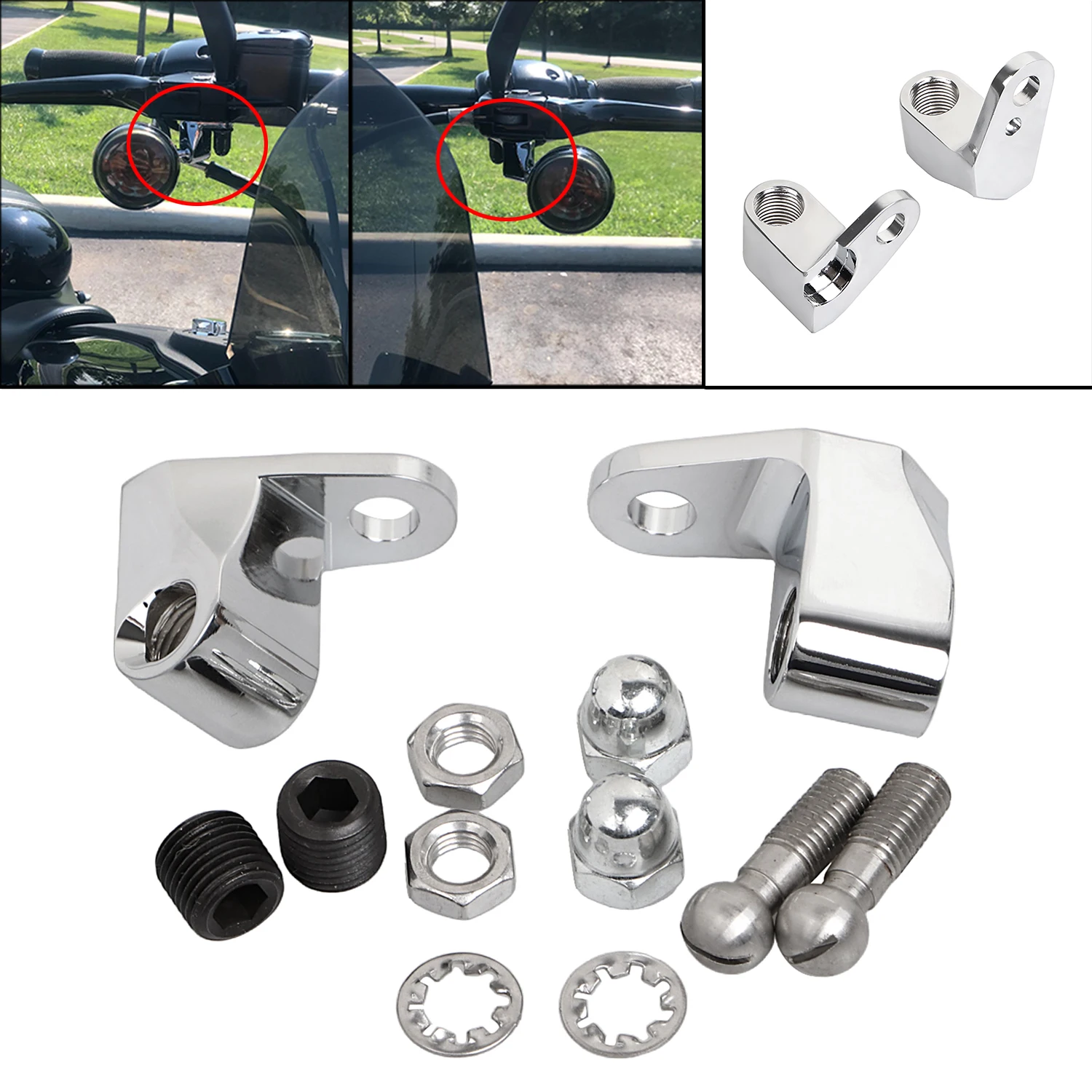 

Chrome Motorcycle Front Turn Signal Mount Kit For Harley Sportster Custom XLH1200C Custom XL883C Hugger XLH883 Police XL883P