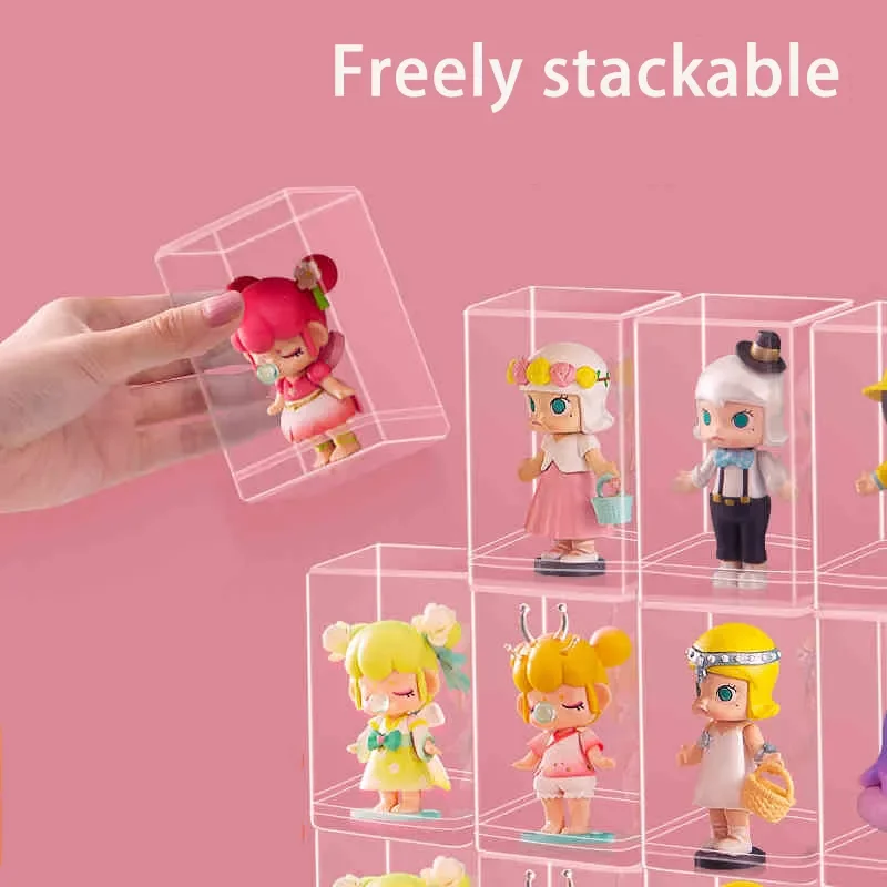 12pcs/lot Acrylic Clear Doll Toys Storage Organizer Box Mystery Box Display Stand Popmart Storage Box Case Waterproof Dust Proof