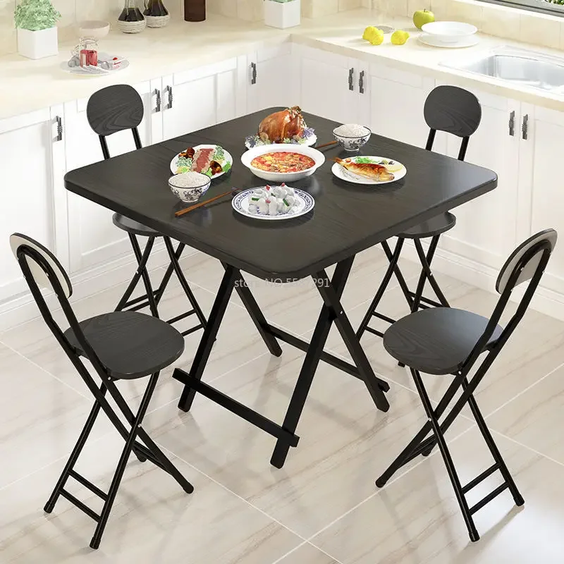 

Portable Folding Table Modern Simple Living Room Dinning Table Set Furniture Solid Wood Restaurant Kitchen Table Folding Chair