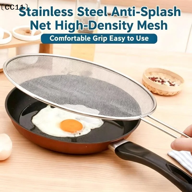 Anti Splatter Guard Stainless Steel Oil Net Splash Cover Pan  Cooking Gadget Splatter Proof Cover Mesh Pot Lid Frying Pan〔CC11〕