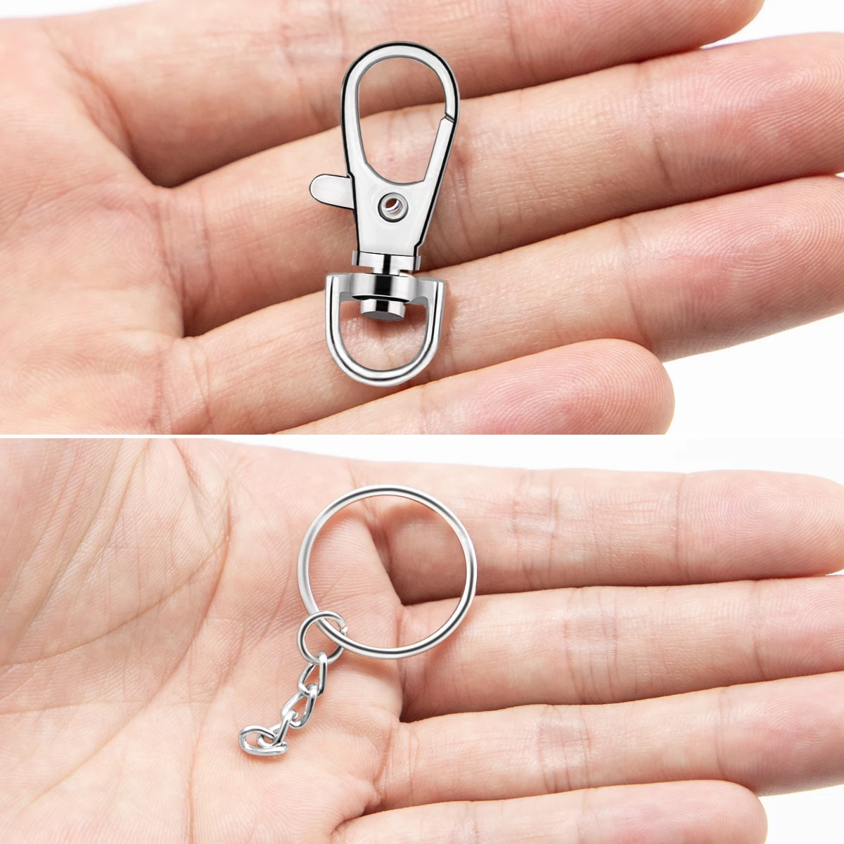 20/40/60/100PCS swivel spring hook with key ring and chain keychain clip hook with ring lanyard jewelry making DIY crafts