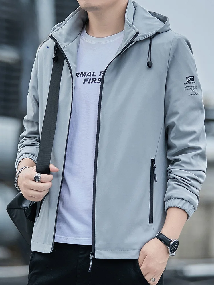 

Мужская куртка свободного кроя Jaet Rn, весна 2025, повседневная, деловая, с капюшоном, ветрозащитная, со съемным капюшоном, длинные рукава, молодежная верхняя одежда