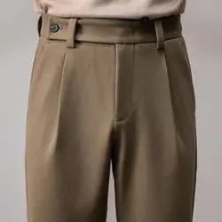 Autumn and Winter Woolen Pants Men's Casual Pants Thickened Loose Straight Warm Naples Suit Trousers Men